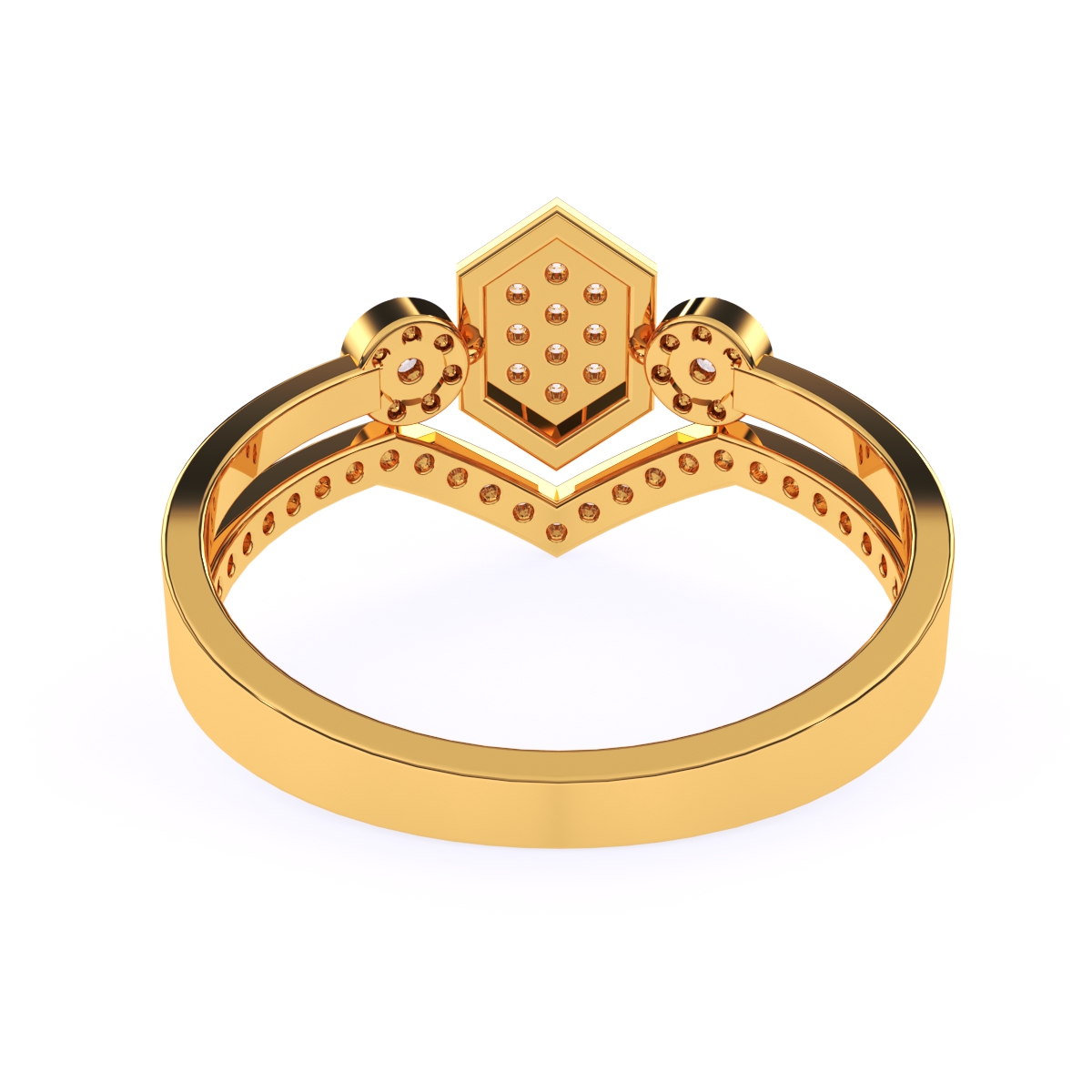 Hexagon Shaped Round Diamond Engagement Ring